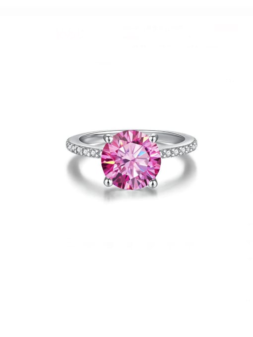 5.0 Ct [Pink Mosonite] 925 Sterling Silver Moissanite Geometric Dainty Band Ring